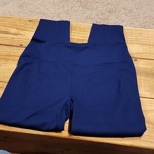 Spring & Mercer Ankle Length Textured Pull On Stretch Large Blue Pants